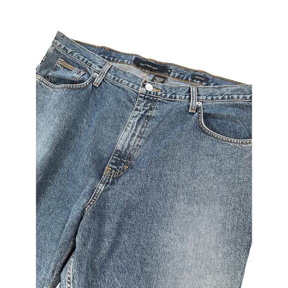 Vintage Calvin Klein Jeans Men 38 x 33 Blue Denim 100% Cotton Boot Cut US Fabric - Picture 2 of 8